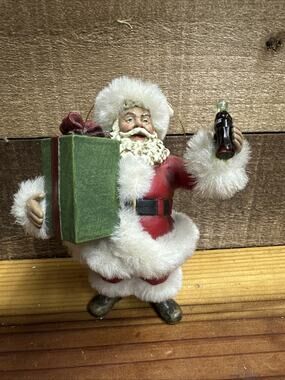 Coca Cola Santa Ornament Vintage Style Coke Bottle Christmas Figurine